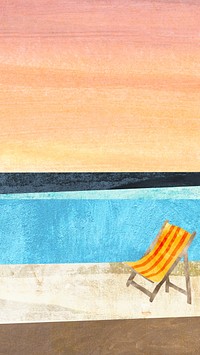 Abstract Summer beach iPhone wallpaper, paper craft design