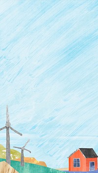 Wind farm landscape iPhone wallpaper, paper craft design