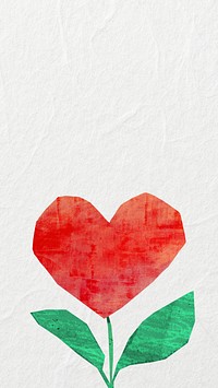 Heart plant iPhone wallpaper, love paper craft collage