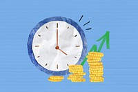 Time is money, wall clock, paper craft element