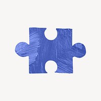 Blue puzzle piece, paper craft element