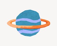 Planet Saturn, galaxy paper craft element psd