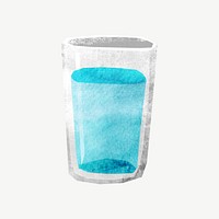 Glass of water, paper craft element psd