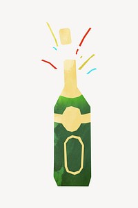 Popping champagne, celebration paper craft element