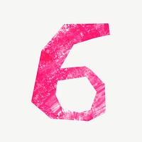 6 number six, paper craft element psd