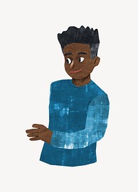 Smiling black man, paper craft element