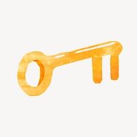 Gold key, paper craft element psd
