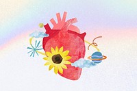 Aesthetic human heart, health paper craft collage