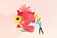 Aesthetic human heart, health paper craft collage