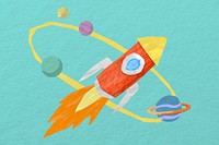 Launching rocket, aesthetic galaxy paper craft collage