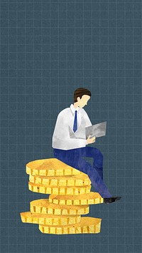 Business stacked coins iPhone wallpaper, paper craft collage