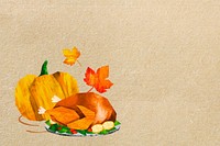 Stuffed turkey dinner background, food paper craft collage