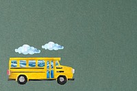 School bus background, education paper craft collage