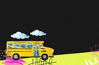 School bus background, education paper craft collage