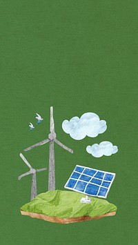 Renewable energy environment iPhone wallpaper, paper craft collage