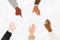 Business diverse hands united, paper craft collage