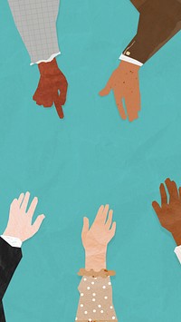 Business diverse hands united, paper craft collage