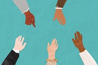 Business diverse hands united, paper craft collage