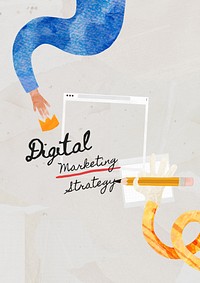 Digital marketing strategy, paper craft collage art