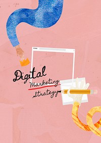 Digital marketing strategy, paper craft collage art