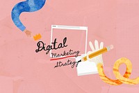 Digital marketing strategy, paper craft collage art