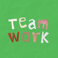 Teamwork word, business paper craft collage