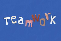 Teamwork word, business paper craft collage