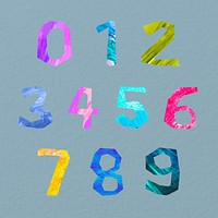 0 to 9, colorful number paper craft element set