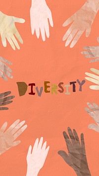 Diversity word, paper craft collage art