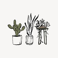 Cozy houseplants, aesthetic illustration design element vector