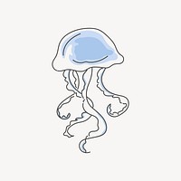 Blue jellyfish, aesthetic illustration design element vector