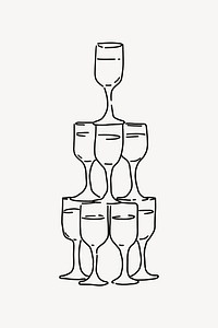 Champagne tower, aesthetic illustration design element vector