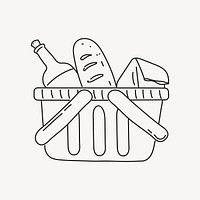 Grocery basket, aesthetic illustration design element vector