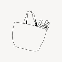 Flower tote, aesthetic illustration design element vector