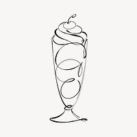 Sundae icecream, aesthetic illustration design element vector