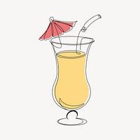 Tropical cocktail, aesthetic illustration design element vector