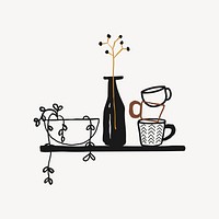 Cozy kitchen, aesthetic illustration design element vector