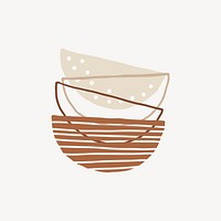 Bowl stack, aesthetic illustration design element vector