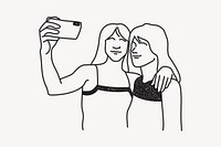 Taking selfie line art illustration isolated background