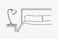 Modern bedside & lamp line art illustration isolated background