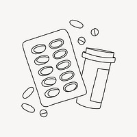 Medicine & pills line art illustration isolated background