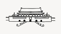 Forbidden City China line art illustration isolated background