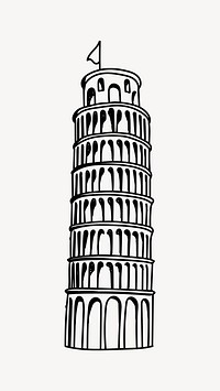 Leaning Tower of Pisa Italy line art illustration isolated background