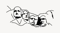 Mount Rushmore USA line art illustration isolated background