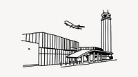 Airport & airplane line art illustration isolated background