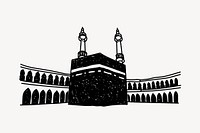 Mecca Kaaba Saudi Arabia line art illustration isolated background