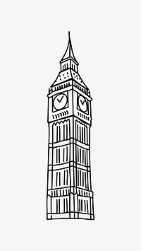 Big Ben London line art illustration isolated background