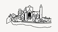 Rock of Cashel Ireland line art illustration isolated background