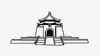 Taiwan Chiang Kai-shek Memorial Hall line art illustration isolated background