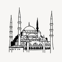 Blue Mosque Turkey line art illustration isolated background